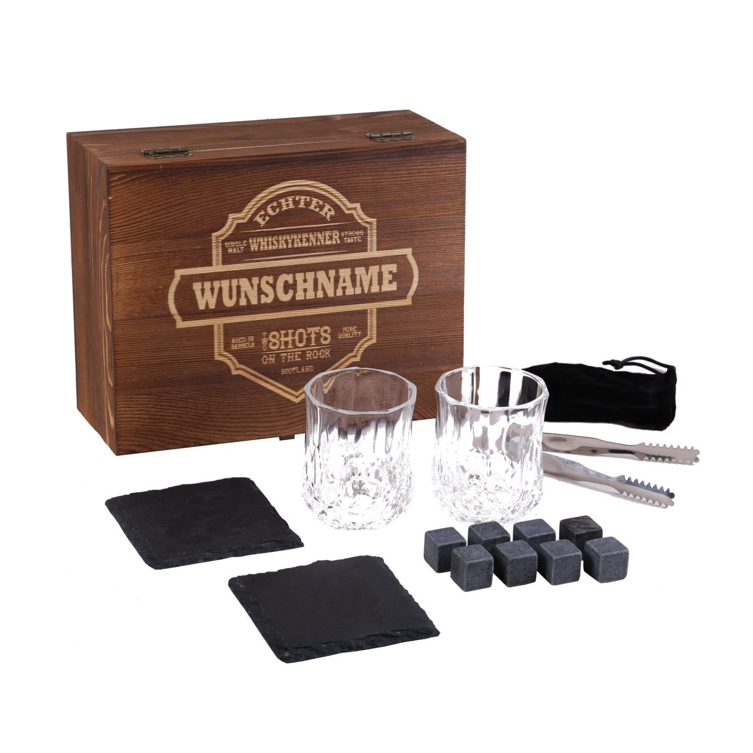 2 Whiskygläser in Geschenkbox mit Gravur "Harley"